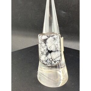 Vintage Mine Finds by Jay King Ring White Jasper DTR Sterling Size 7